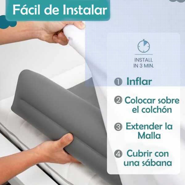 Barandas Inflables para Cama para Bebé Color Plomo - Imagen 5