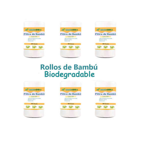 Filtro de Bambú Biodegradable Babyloom - 6 Rollos x 100 Unid