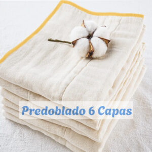 Inserto Predoblado Algodón de Bambú Pañal de Tela x 6 Unidades