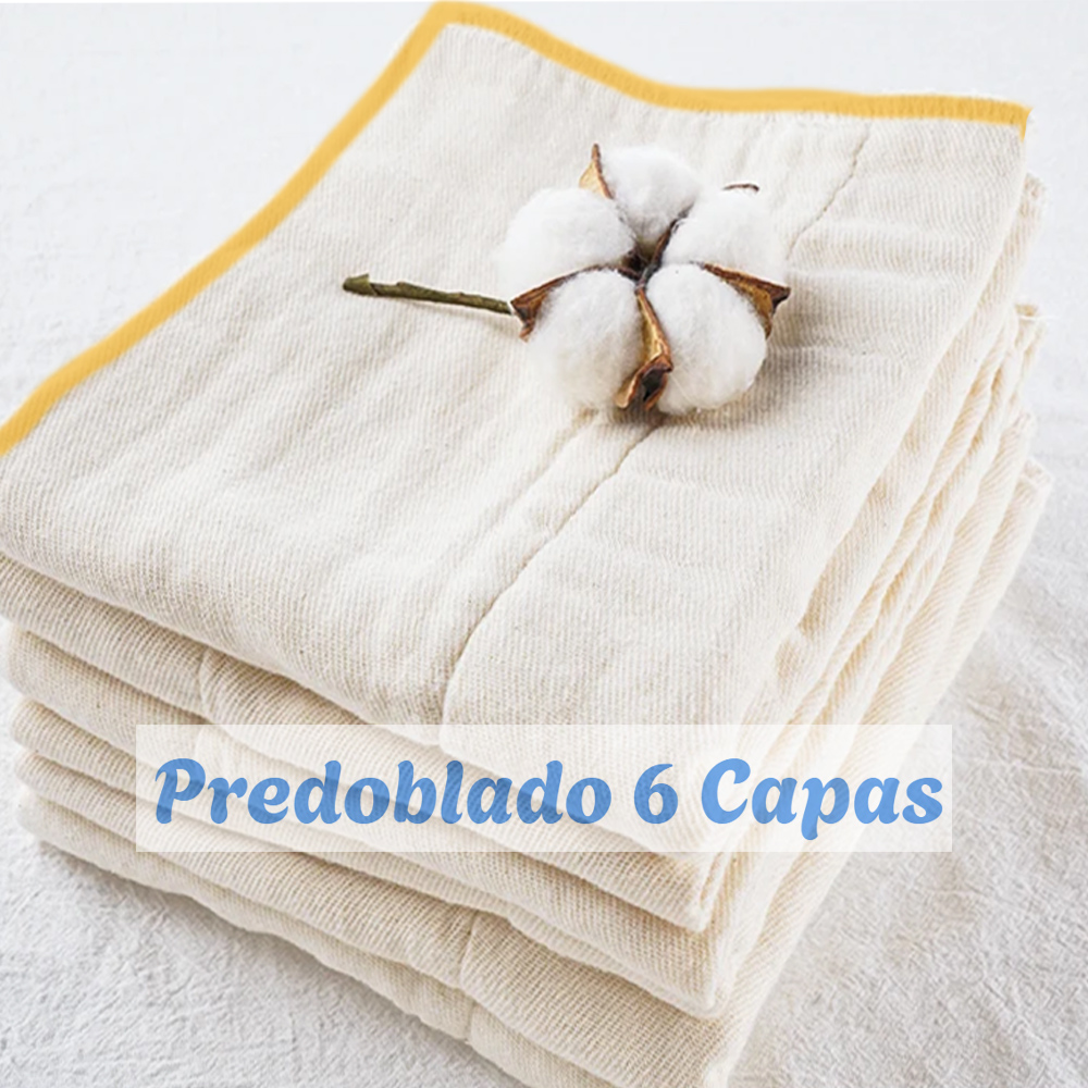 Inserto Predoblado Algodón de Bambú Pañal de Tela x 6 Unidades
